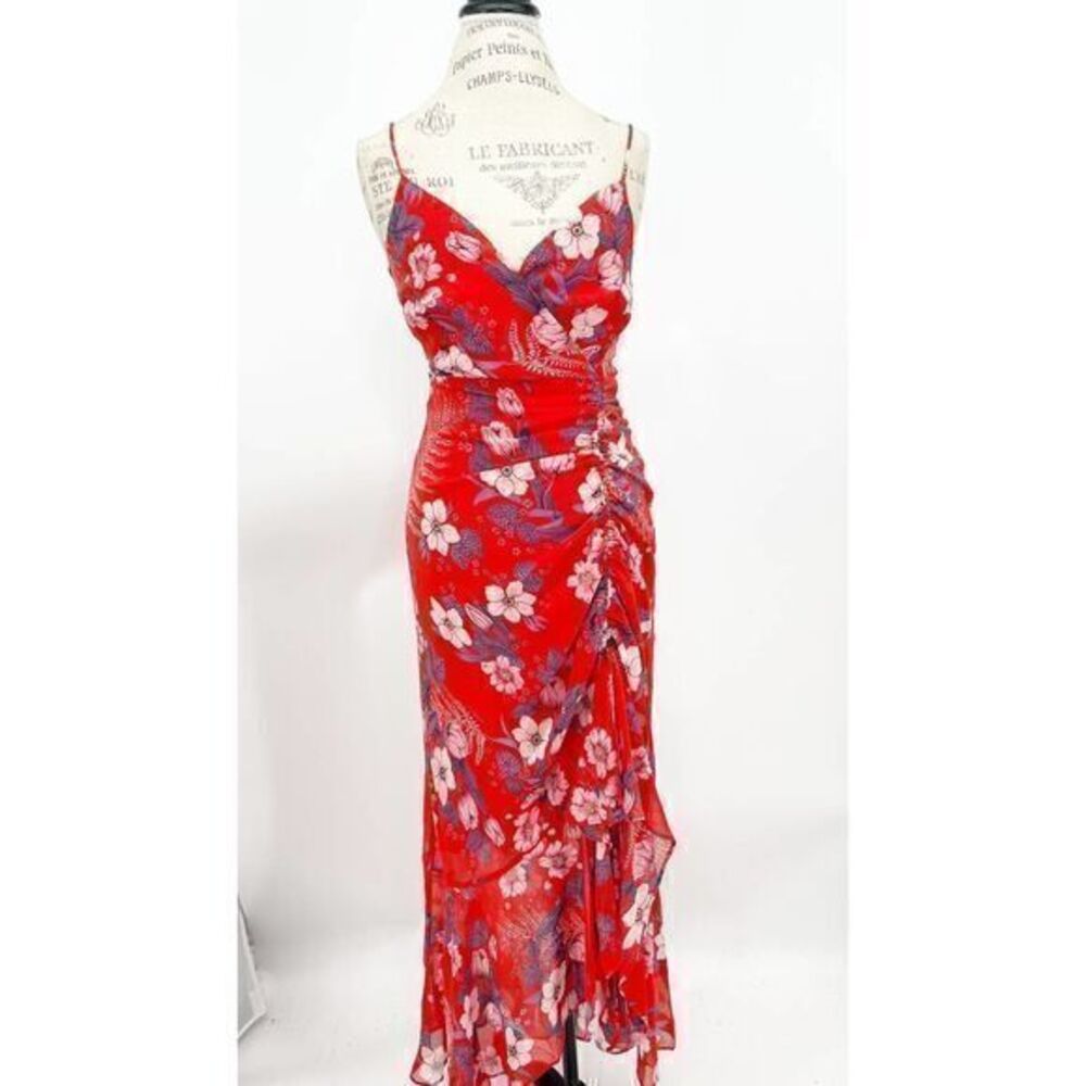 ASTR NWT Red Floral Ruched Sleeveless Maxi Dress  SMALL